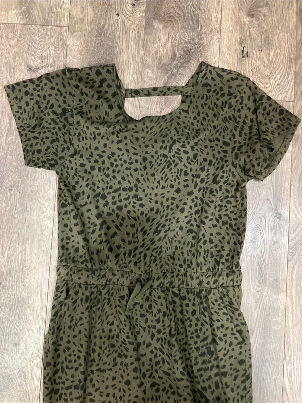 Treasure & Bond Olive and Black Leopard-Spot Jumpsuit, Like New, Size 10/12